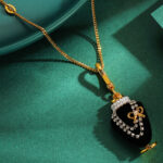 Crystal zircon pearl bow black pendant necklace pendant - Image 3