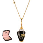 Crystal zircon pearl bow black pendant necklace pendant - Image 8
