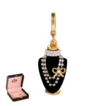 Crystal zircon pearl bow black pendant necklace pendant - Image 9